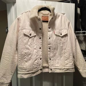 White Levi Santa Fe Fur Jean Jacket